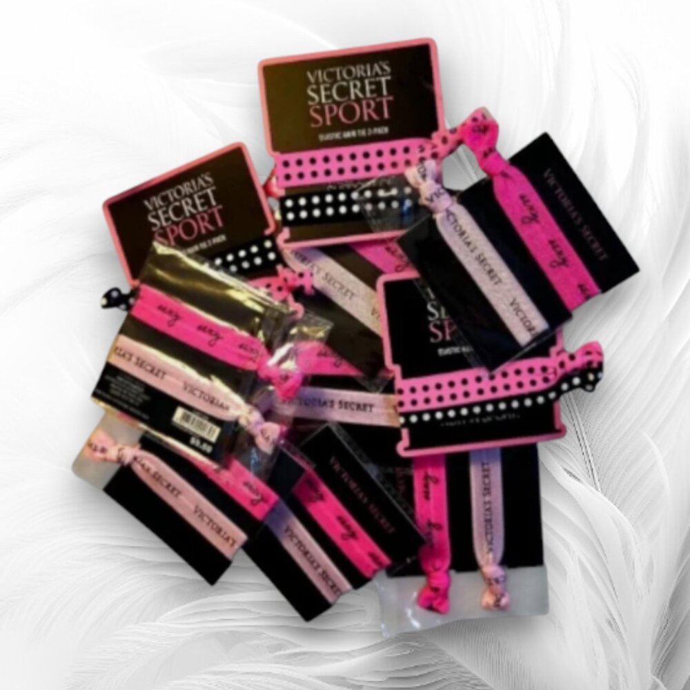 Victoria's Secret Set of 4 Elastic Hair Ties – Pink & Black Mixed Pack